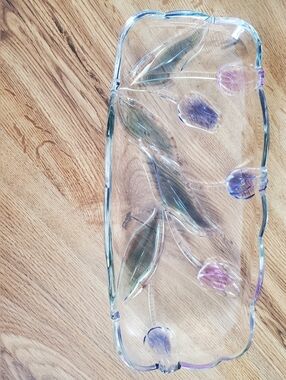 Mikasa Iridescent Glass Floral Tray / Serving Dish